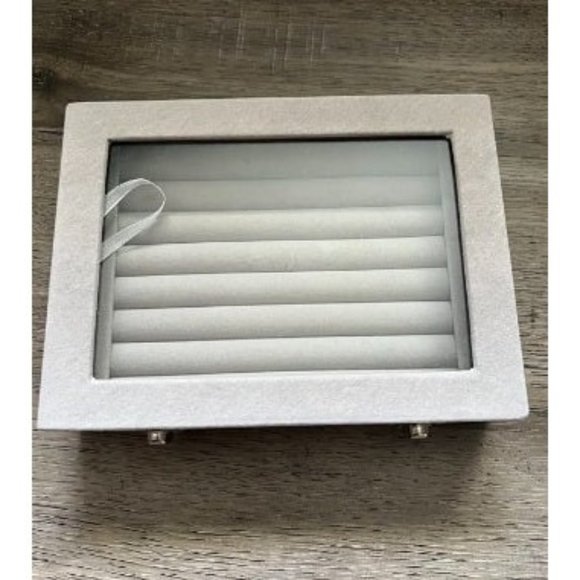 New Velvet Glass Jewelry Display Storage Box Ring Earrings Jewelry Box - Picture 1 of 2